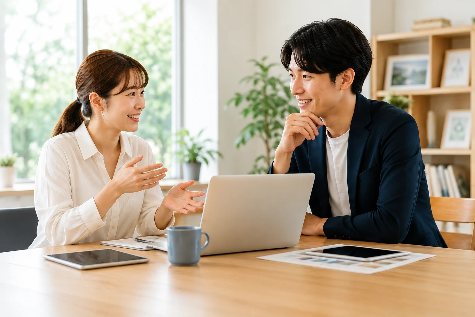 ホームページ制作について相談する様子